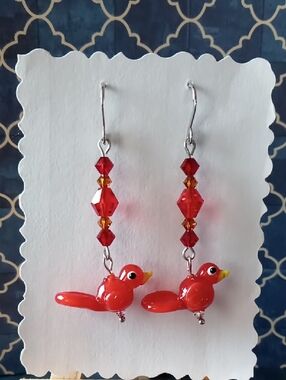 Red Bird Earrings